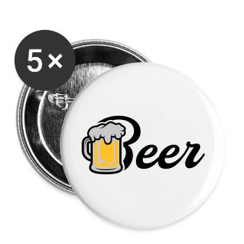 Beer Maßkrug - Buttons groß 56 mm (5er Pack) - Weiß - Vorne