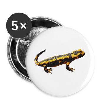 lurch, amphibie, Feuersalamander, tiermotive mann - Buttons groß 56 mm (5er Pack) - Weiß - Vorne