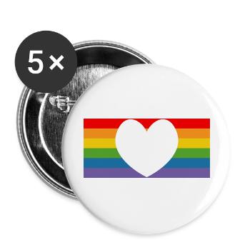 pride regenbogen flag - Buttons groß 56 mm (5er Pack) - Weiß - Vorne