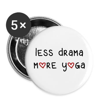 moins de drame plus de yoga sport fitness en disant anglais - Lot de 5 grands badges (56 mm) - blanc - Devant