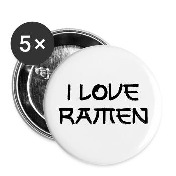 I Love Ramen Japanische Nudelsuppe - Buttons groß 56 mm (5er Pack) - Weiß - Vorne