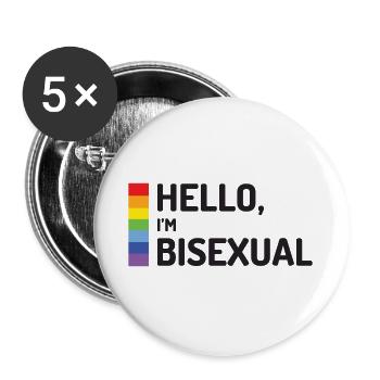 Bonjour, je suis bisexuel - Lot de 5 grands badges (56 mm) - blanc - Devant