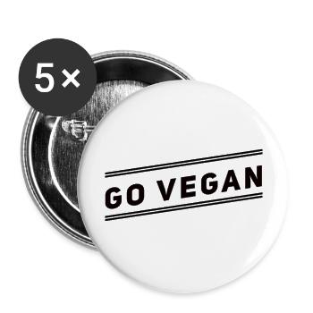 Go Vegan - Buttons groß 56 mm (5er Pack) - Weiß - Vorne