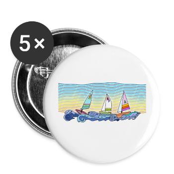 Segelboote - Buttons groß 56 mm (5er Pack) - Weiß - Vorne