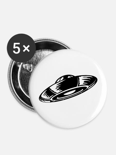 Besucher unidentifiziertes fliegendes Flugobjekt - Buttons groß 56 mm (5er Pack) - Weiß