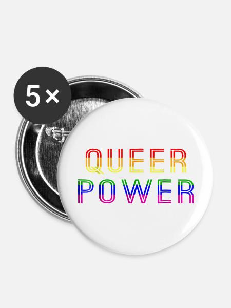 Queer Power - Buttons groß 56 mm (5er Pack) - Weiß