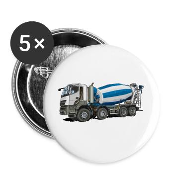 Betonmischer - Buttons groß 56 mm (5er Pack) - Weiß - Vorne
