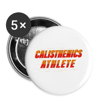 Calisthenics Athlet – Kraftkunst - Buttons groß 56 mm (5er Pack) - Weiß - Vorne