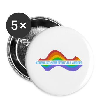 Keiner ist wertvoller als andere - Buttons groß 56 mm (5er Pack) - Weiß - Vorne
