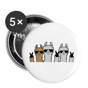 Crew Friends Lama Peace - Buttons large 2.2''/56 mm (5-pack) - white - Front