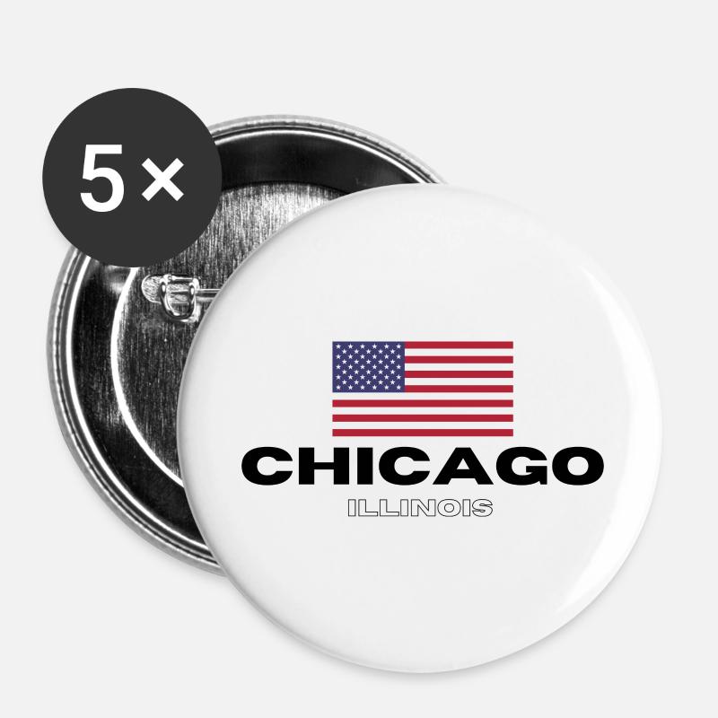 Chicago - Buttons large 2.2''/56 mm (5-pack) - white