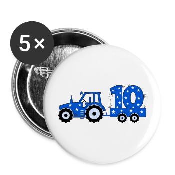 10th birthday tractor - Buttons large 2.2''/56 mm (5-pack) - white - Front