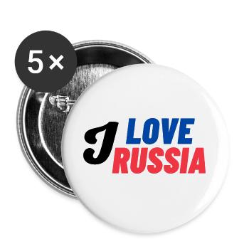 I Love Russia Farbblock - Buttons groß 56 mm (5er Pack) - Weiß - Vorne