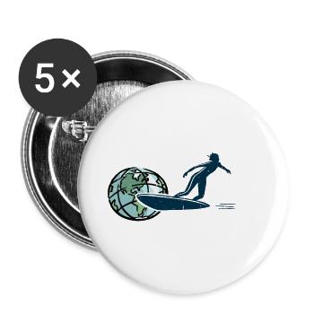 SURF over the World - Buttons large 2.2''/56 mm (5-pack) - white - Front