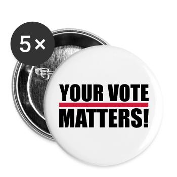 votre vote compte citation - Lot de 5 grands badges (56 mm) - blanc - Devant