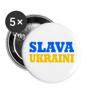 Slava ukraini - Buttons large 2.2''/56 mm (5-pack) - white - Front
