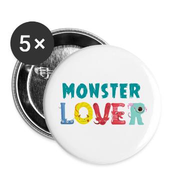 Monster lovers - Buttons large 2.2''/56 mm (5-pack) - white - Front