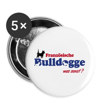 Französische Bulldogge Logo - Buttons groß 56 mm (5er Pack) - Weiß - Vorne