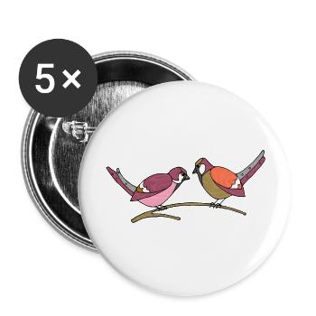 Bunte Vögel - Buttons groß 56 mm (5er Pack) - Weiß - Vorne