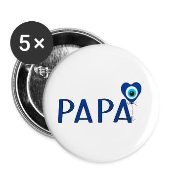 Papa mit Nazar Luftballon - Buttons groß 56 mm (5er Pack) - Weiß - Vorne
