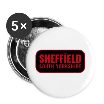 Sheffield Süd Yorkshire Retro Schild - Buttons groß 56 mm (5er Pack) - Weiß - Vorne