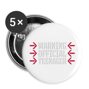 avertissement citation officielle d’adolescent - Lot de 5 grands badges (56 mm) - blanc - Devant