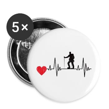Wandern Berge Klettern Berg Bergsteigen Bouldern - Buttons groß 56 mm (5er Pack) - Weiß - Vorne