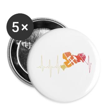 Erzgebirge Puls Wandern Liebe Heimat - Buttons groß 56 mm (5er Pack) - Weiß - Vorne