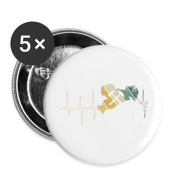 Erzgebirge Puls Wandern Liebe Heimat - Buttons groß 56 mm (5er Pack) - Weiß - Vorne