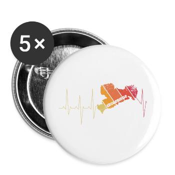 Erzgebirge Liebe Heimat Wandern Pulsschlag - Buttons groß 56 mm (5er Pack) - Weiß - Vorne