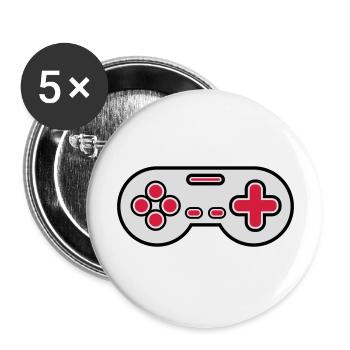 Ancien contrôleur Retro Gamer - Lot de 5 grands badges (56 mm) - blanc - Devant