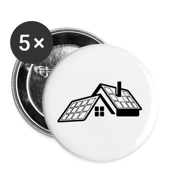 Haus mit Sonnenkollektoren transparentes Logo - Buttons groß 56 mm (5er Pack) - Weiß - Vorne