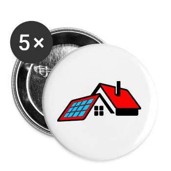 Haus mit rotem Dach und Sonnenkollektoren Logo - Buttons groß 56 mm (5er Pack) - Weiß - Vorne