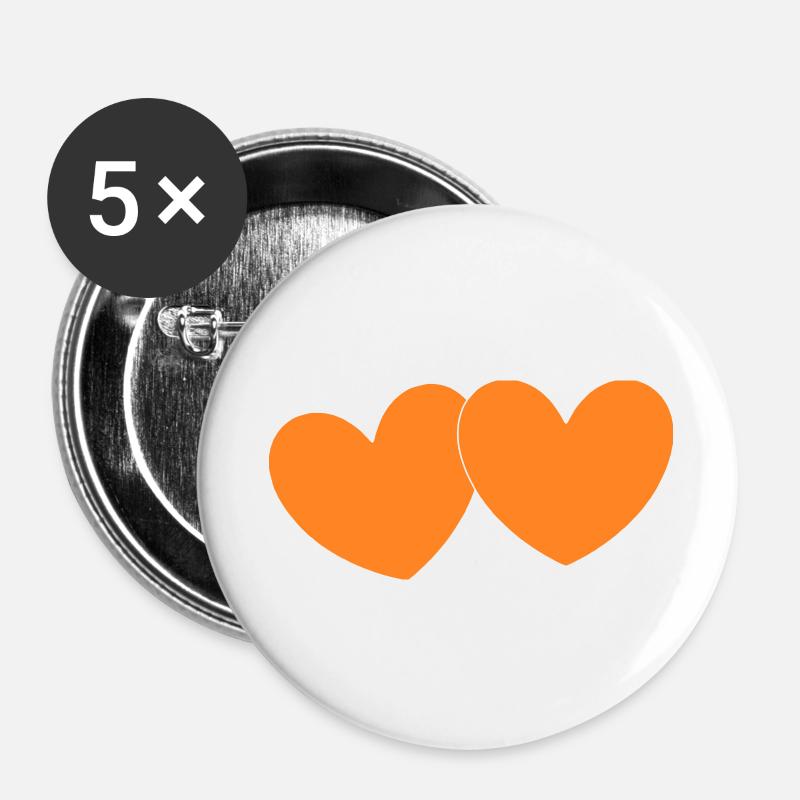 orange heart orange valentine's day - Buttons large 2.2''/56 mm (5-pack) - white