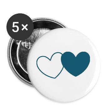 coeur bleu coeur cadeau Saint-Valentin couples - Lot de 5 grands badges (56 mm) - blanc - Devant