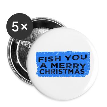 beach holiday comic bass fishing funny axie rod - Buttons groß 56 mm (5er Pack) - Weiß - Vorne