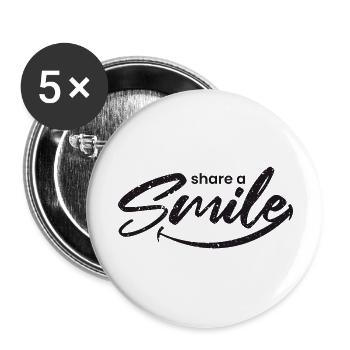 share a smile - Buttons groß 56 mm (5er Pack) - Weiß - Vorne