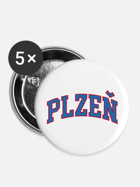 Plzeň Pilsen - Buttons groß 56 mm (5er Pack) - Weiß