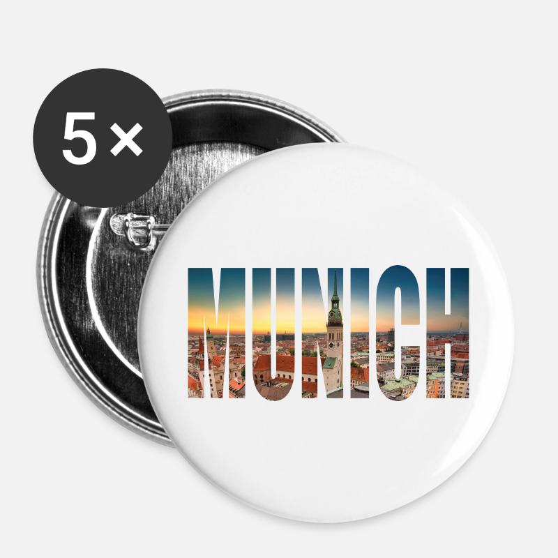 Munich MÜNCHEN - Buttons groß 56 mm (5er Pack) - Weiß