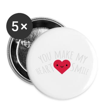 Faire sourire mon cœur - Lot de 5 grands badges (56 mm) - blanc - Devant