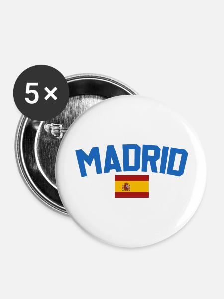 Madrid Spanien - Buttons groß 56 mm (5er Pack) - Weiß