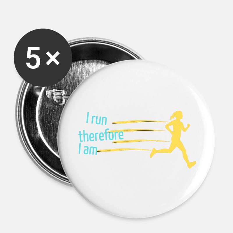 Ich laufe, also bin ich - Buttons groß 56 mm (5er Pack) - Weiß