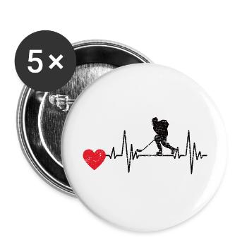 Hockey sur glace Sports d’hiver Cadeau Équipe de hockey sur glace - Lot de 5 grands badges (56 mm) - blanc - Devant
