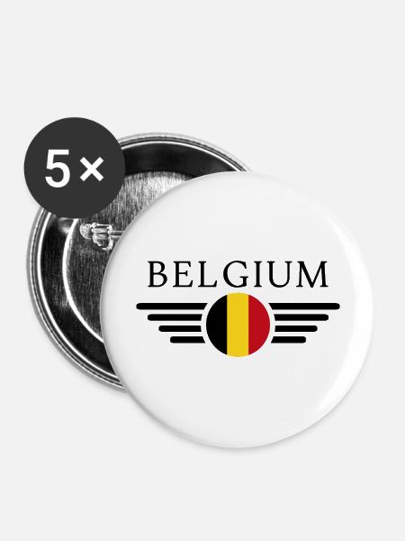 Belgien - Buttons groß 56 mm (5er Pack) - Weiß