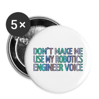 birthday present robot engineering gift idea - Buttons large 2.2''/56 mm (5-pack) - white - Front