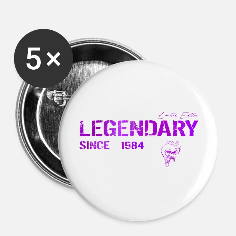 Legendary since 1984 Gift - Buttons large 2.2''/56 mm (5-pack) - white