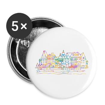 Colorful houses - Buttons large 2.2''/56 mm (5-pack) - white - Front