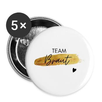 Braut-T-Shirts: individuelles Design für die Braut - Buttons groß 56 mm (5er Pack) - Weiß - Vorne