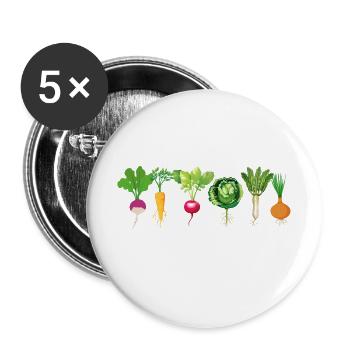 Funny Vegan Let's Root For Each Other - Buttons large 2.2''/56 mm (5-pack) - white - Front