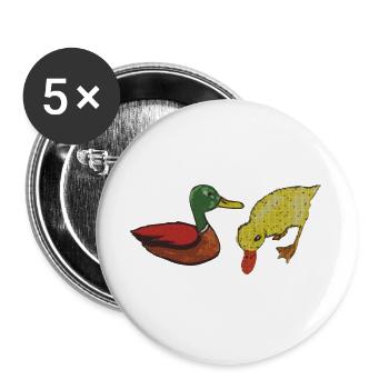 enten freundschaft - Buttons groß 56 mm (5er Pack) - Weiß - Vorne